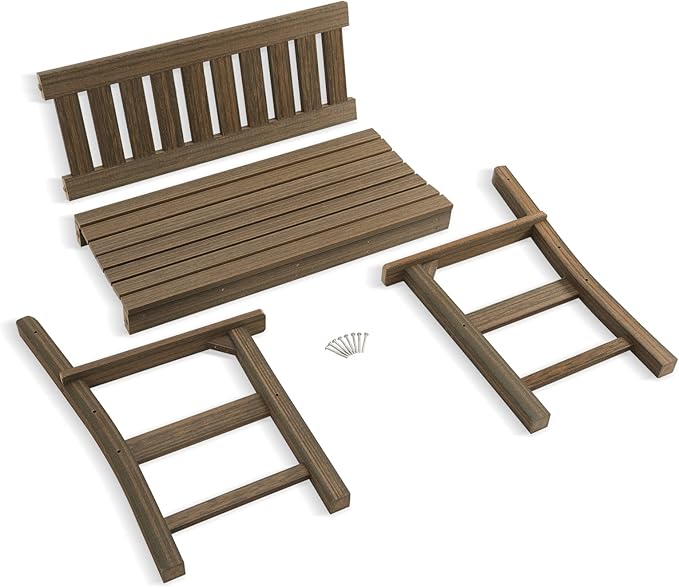 Outdoor Bench, 2-Person Garden Bench, Poly Lumber Patio Bench for Outdoors, Porch, and Park (Light Brown)