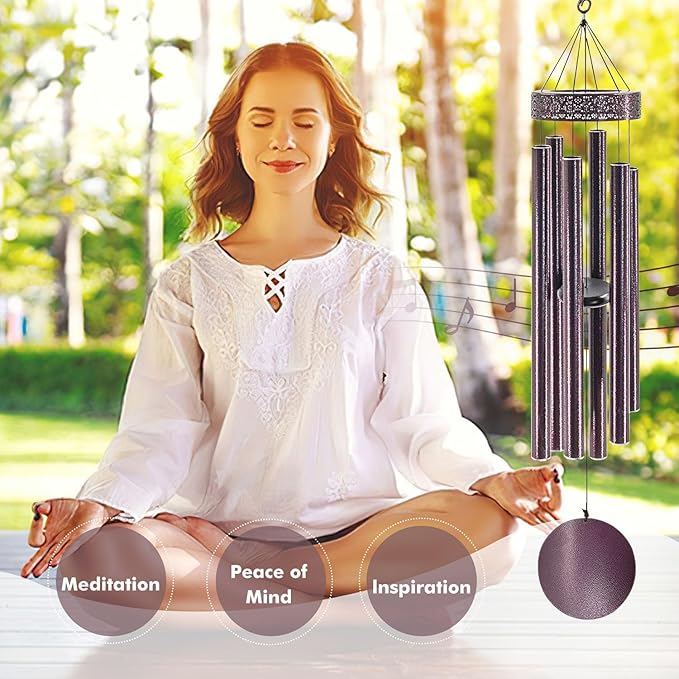 ASTARIN 48'' Wind Chimes for Outside Deep Tone - Large Windchimes with 6 Heavy Tubes, Memorial Wind Chimes Outdoor for Garden Hanging Décor,Sympathy Gifts，Bronze