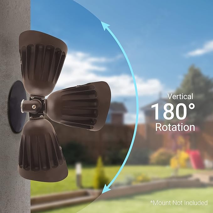 NuWatt 25W Bronze Bullet Spot Light Outdoor LED Landscape Floodlights, 3500 Lumens Bright Outdoor Light for Yard, 3000K/4000K/5000K Selectable, 1/2" Knuckle Mount, 120-277V Waterproof Flag Pole Lights