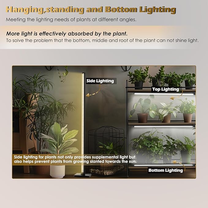 Grow Light with Auto-Timer, Hanging and Standing Grow Lights for Indoor Plants,3 Light Modes, Detachable Full Spectrum Plant Lights for Wide Area Coverage in Indoor Plants (60 in)