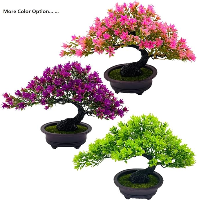 Artificial Plants Greenery Bonsai Fycooler Fake Plants Plastic Artificial Bonsai Tree, Fake Bonsai Juniper for Home Bedroom Living Room Office Desk Bookshelf Farmhouse Decor Zen Garden Decorations