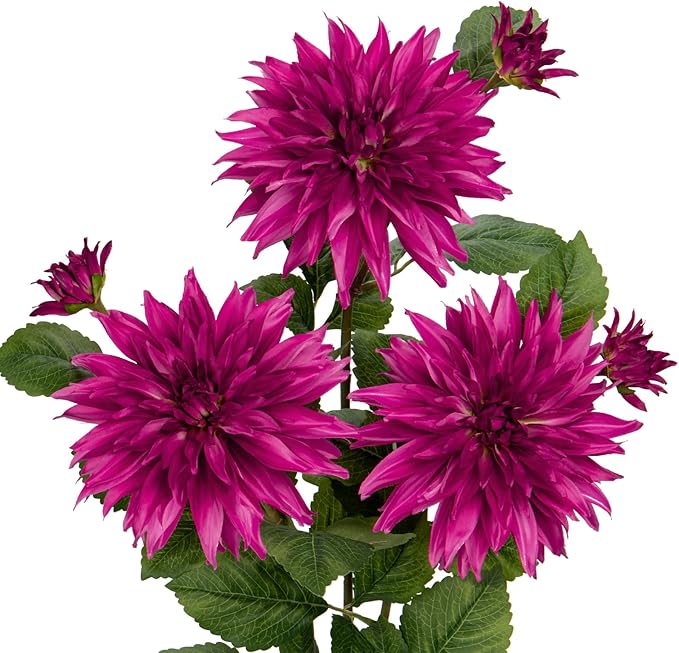 3Pcs Purple-Pink Artificial Dahlia Flowers 29.5" Fake Flower Silk Flowers with Long Stem Floral Arrangements Bouquets Faux Dahlias Flowers for DIY Wedding Party Centerpieces Office Home Decor