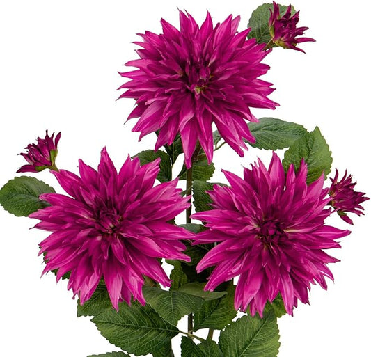 3Pcs Purple-Pink Artificial Dahlia Flowers 29.5" Fake Flower Silk Flowers with Long Stem Floral Arrangements Bouquets Faux Dahlias Flowers for DIY Wedding Party Centerpieces Office Home Decor