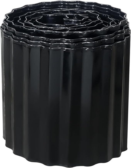 Corrugated Metal Garden Edging, 6"20Ft Landscape Border for Lawn, Flower Bed and Garden, Sturdy Galvanized Steel Yard, Flexible for DIY Landscaping and Yard, Black