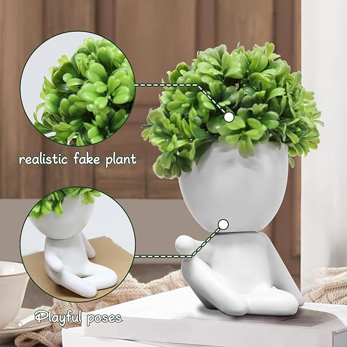 Zerzsy Small Artificial Succulents Potted Plants, Faux Succulents Desk Decoration, Fake Plants Wall Decor for Girls Gift, Home Office Bookshelf Decor - Set of 1
