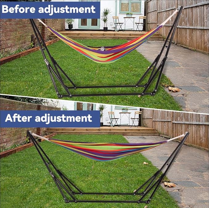 Hammock with Foldable Steel Stand,Frabic Tension Adjustable,Carrying Bag Included, 616 lbs Weight Capacity, Portable Suitable for Outside Garden Yard Outdoor Inhouse Cyan