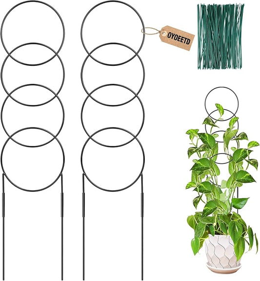 23Inch Outdoor Plant Trellis for Climbing Plants, Metal Garden Trellis for Potted Plants,Plant Stakes for Indoor Plants Accessories Hoya,Flower,Plant Support,Plant Gifts (23Inch-Circular)