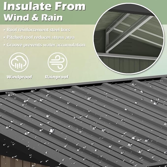 Devoko Outdoor Storage Shed 6 x 4 FT Lockable Metal Garden Shed Steel Anti-Corrosion Storage House with Double Lockable Door for Backyard Outdoor Patio (Brown)