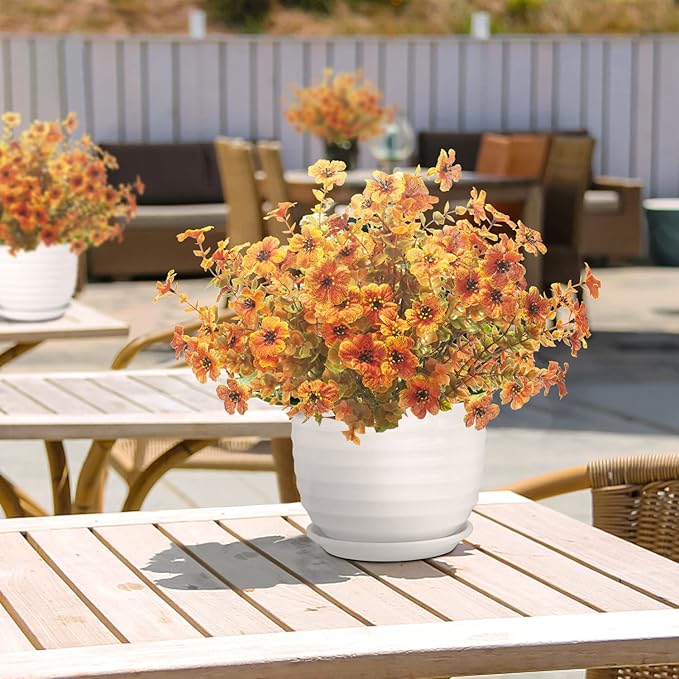 10 Bundles Artificial Fall Flowers Outdoor UV Resistant Fake Flowers