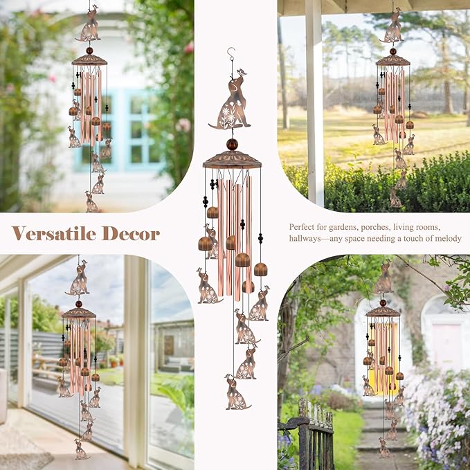 Dog Wind Chimes for Outside, 35‘’ Metal Dog WindChimes Gifts for Women/Men, Decoration for Outdoor, Home, Garden, Patio, Backyard