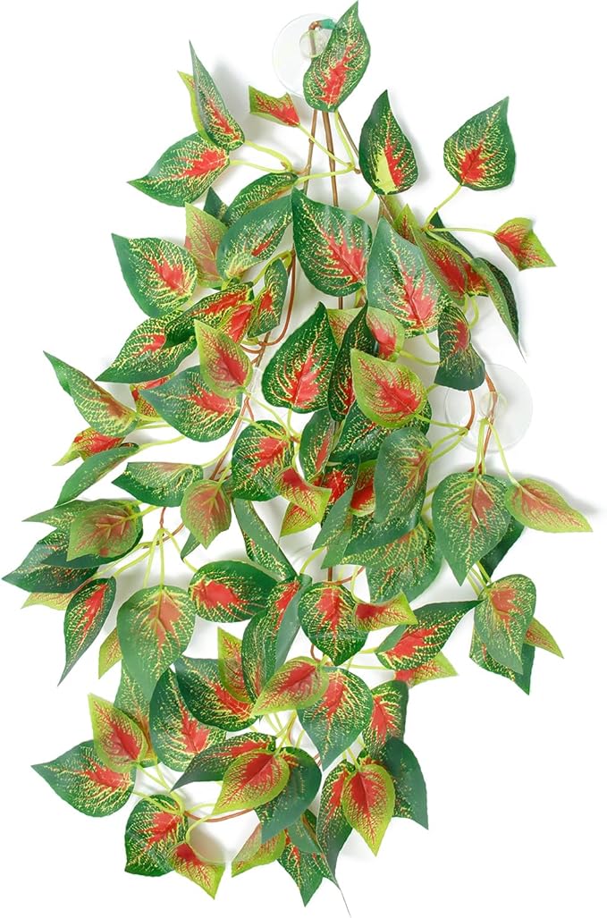 Aquarium Decorations Plants Artificial Fake Plastic Water Grass Plants for Fish Tank Aquarium Decor Artificial Hanging Plants (Red Inside Leaves, 20INCH)