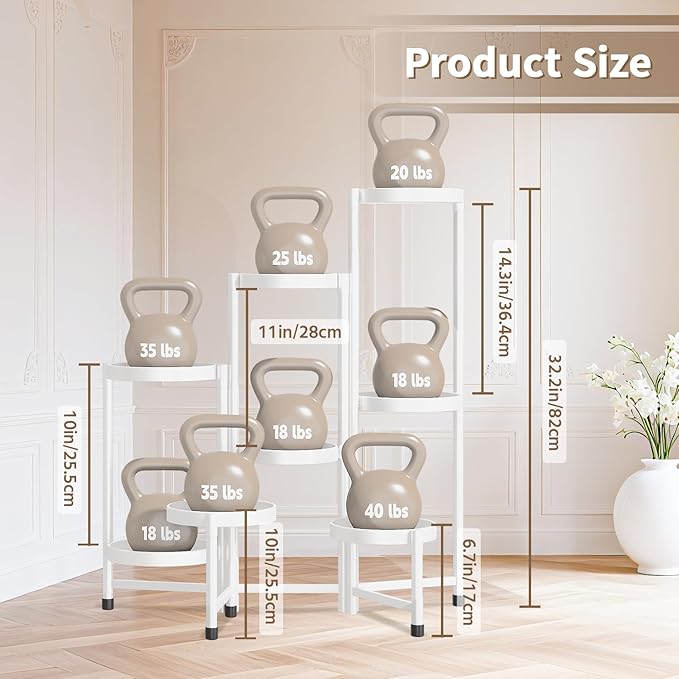 LASZOLA 8 Tiered Folding Plant Stand Indoor for Multiple Large Planter, Tall Heavy Duty Adjustable Rack with Rust Proof 10 Inch Wide Tray, Sturdy Vertical Tree Organizer for Narrow Inside Floor, White