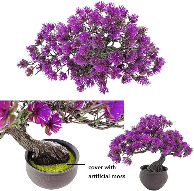 Artificial Plants Artificial Bonsai Juniper Tree Potted Faux Japanese Pine Bonsai Simulation Zen Garden Fake Plant Artificial Bonsai Tree for Home Office Showcase Indoor Décor Desktop Display