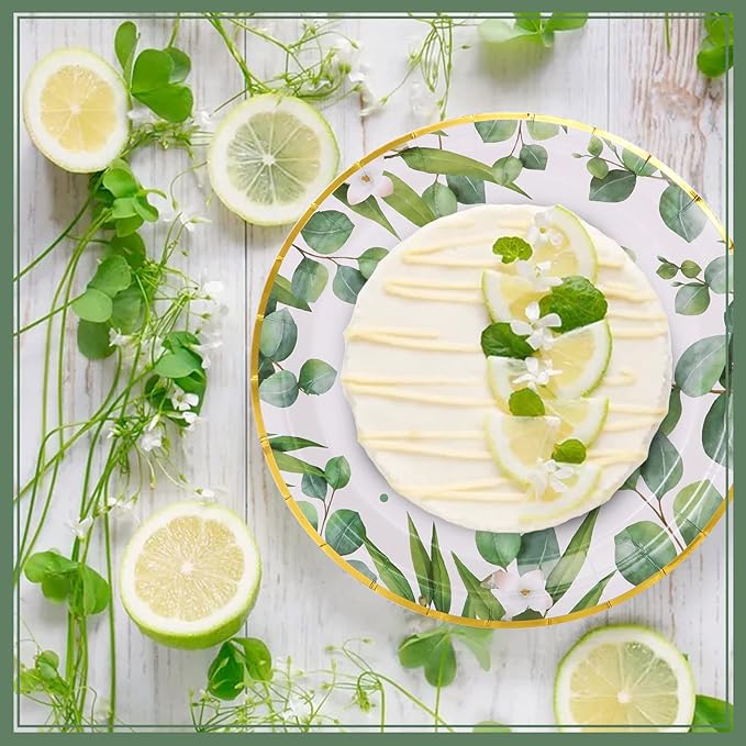 Gender Neutral Baby Shower Plates and Napkins for 25 Sage Green Party Decorations Boy Girl Birthday Bridal Shower Floral Wedding Gold Green Decor Greenery Safari Jungle Theme Boho chic Party Supplies