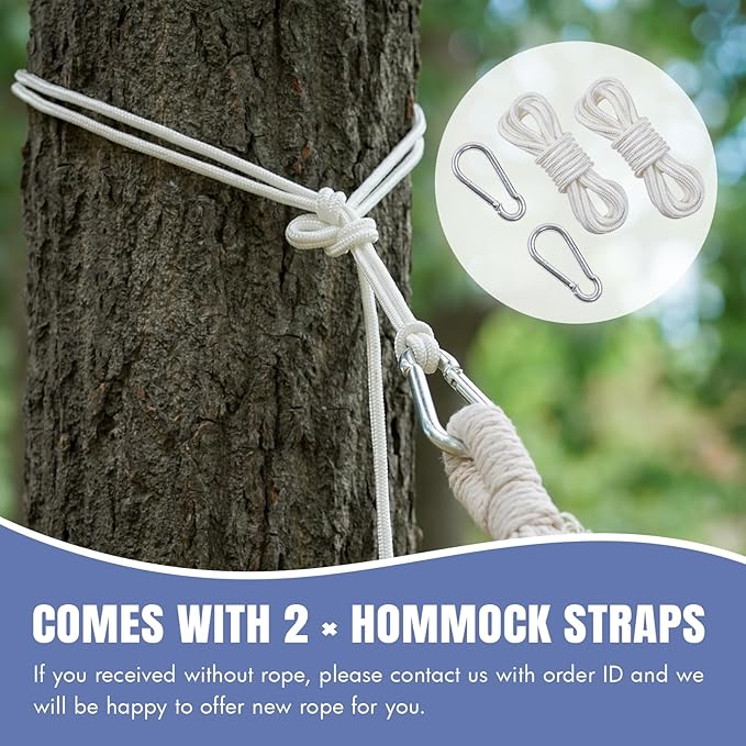 Brazilian Hammock with Tree Straps - Cotton Hammocks Portable Hammock with Carry Bag for Backyard, Porch, Outdoor and Indoor Use