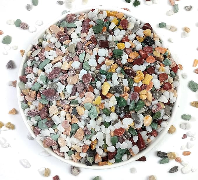 2LB Succulent and Cactus Gravel Pebbles, 1/5 Inch Natural Decorative Polished Stones, River Rocks for Vases Gardening Indoor and Outdoor Decorative Rocks, Colorful