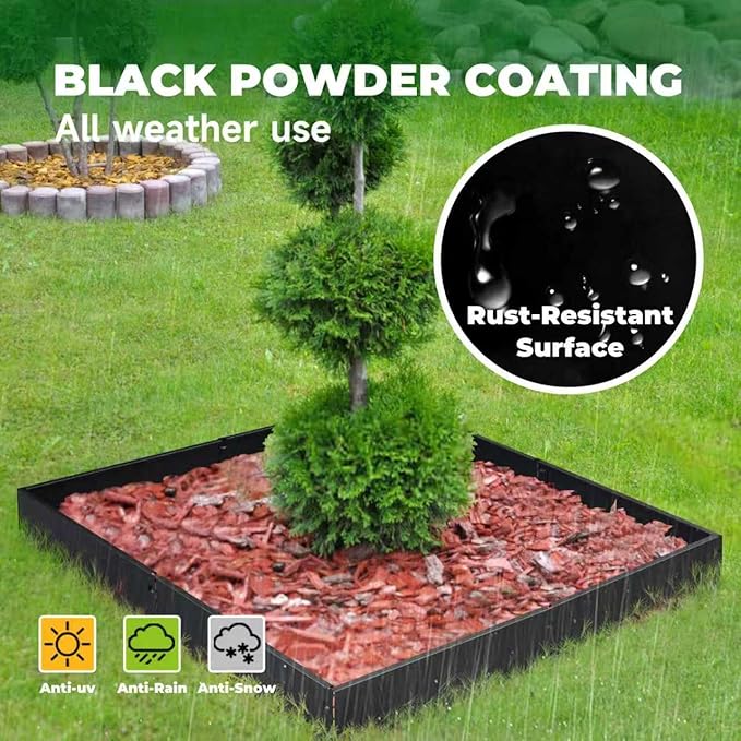 Metal Lanscape Edging 20“ L * 8” H Strips Black Steel Edging for Lanscape 12pcs for Enhanced Garden, Yard, Park, DIY Outdoor Patio (Black, 8 inch)