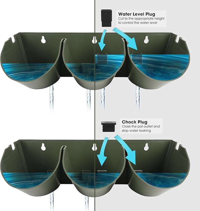 Worth Garden Upgraded 6 Sets (18 Pockets) Self Watering Stackable Vertical Planters - Wall Mounted Plastic Plant Grow Pots for Strawberries Flowers Herbs - Indoor Outdoor Green Wall Decoration (Green)