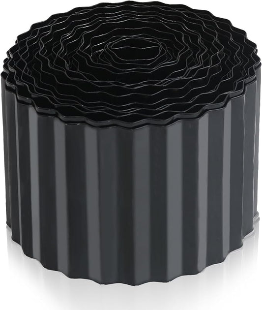 Metal Corrugated Garden Edging, Landscape Edging for DIY Flower Beds, Flexible Bender Border for Lawn, Garden and Yard, Galvanized Garden Edging (Black, 6 Inch x 50FT)