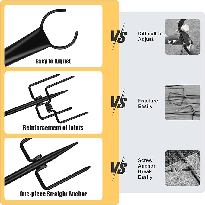 Suchtale 8.5FT Poles for String Lights with Forks, 2 Pack Metal Stands with Hooks & 5-Prong Base for Garden, Patio, Fence, Deck, Backyard, Wedding, Black, Built for Tough Environments