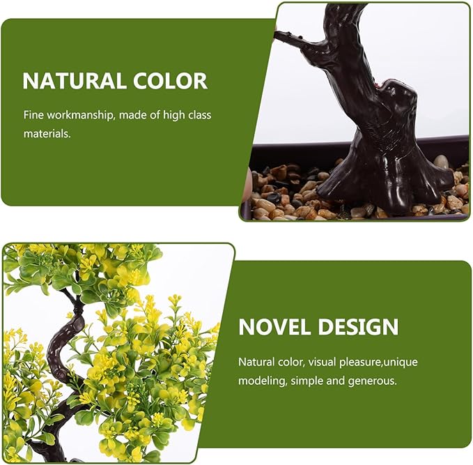EXCEART Faux Bonsai Plastic Plant Yellow Artificial Desktop Decor