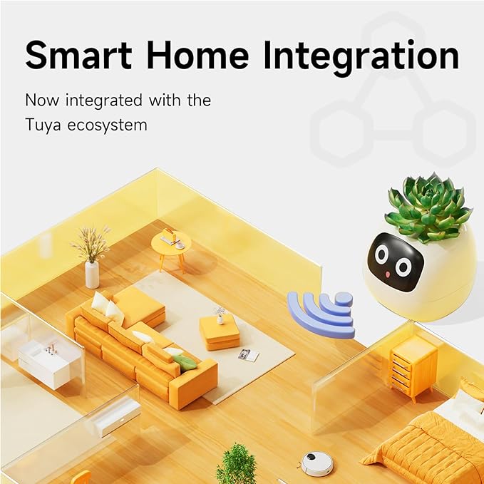 Smart pet Planter Robot Guidance on Plant Care with Emojis, Adorable Plant Companion with Rich Gesture Interaction, Neat Desk Setup Gift (Pink)