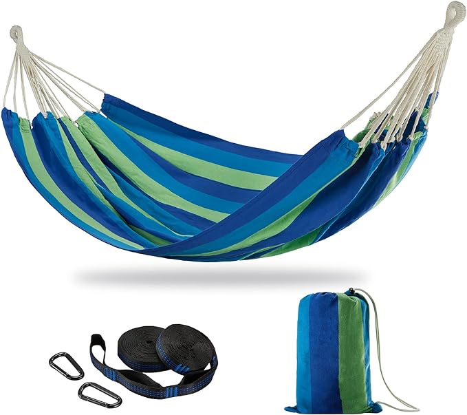Brazilian Double Hammock with Tree Straps,Extra Large 240x160cm,2 Persons Hammock for Backyard Patio Outdoor and Indoor,450lbs Weight Capacity,Soft Woven Cotton Fabric