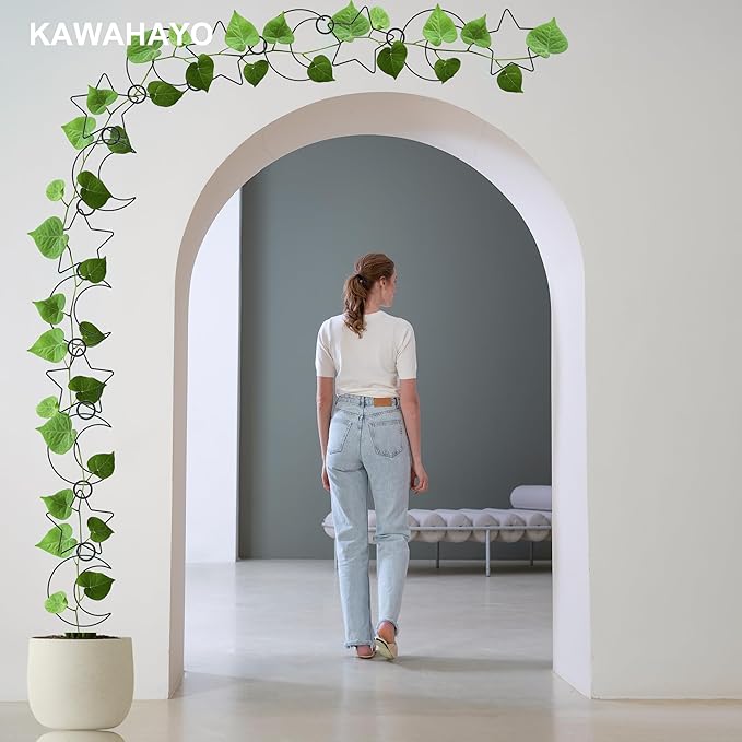 20 Pcs Chain Trellis for Climbing Plants, Plant Trellis Indoor and Outdoor, Garden Wall Trellis, Vine Support Plant Accessories for Monstera, Pothos, Ivy, Climbing Plants (Black Moon and Star)