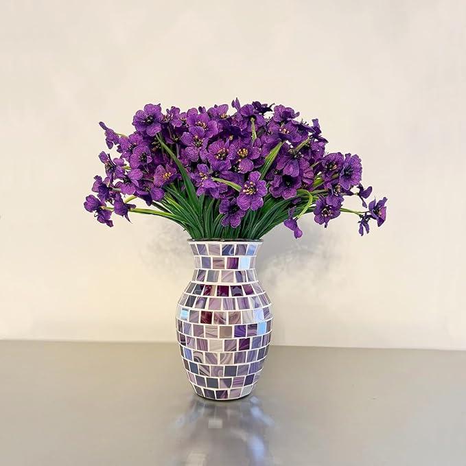 16pcs Outdoor Artificial Flowers UV Resistant Fake Flowers Bulk Artificial Flowers for Decoration Faux Silk Flowers for Garden Porch Window Box Hanging Planter Decorating