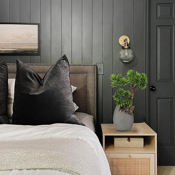 Fake Bonsai Tree Bonsai Plant 13.8” Tall Artificial Bonsai Trees with Cemant Pot Decorated with Pebbles Desk Plant Indoor Bonsai for Home Office Decor