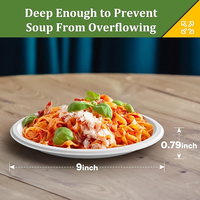 250PCS Disposable Paper Plates Set and Utensils, Compostable Dinnerware 9 and 7inch Plates, Biodegradable Paper Plates, Forks, Knives and Spoons for Party 50 People