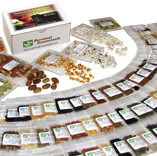 Heirloom Seeds for Planting Vegetables and Fruits - Survival Essentials 135 Variety Seed Vault - Medicinal Herb Seeds - Grow Healthy Non-GMO Food