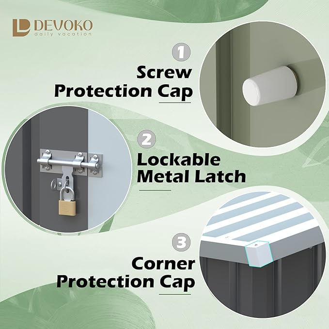 Devoko Outdoor Storage Shed 5 x 3 FT Lockable Metal Garden Shed Steel Anti-Corrosion Storage House with Single Lockable Door for Backyard Outdoor Patio (Gray)