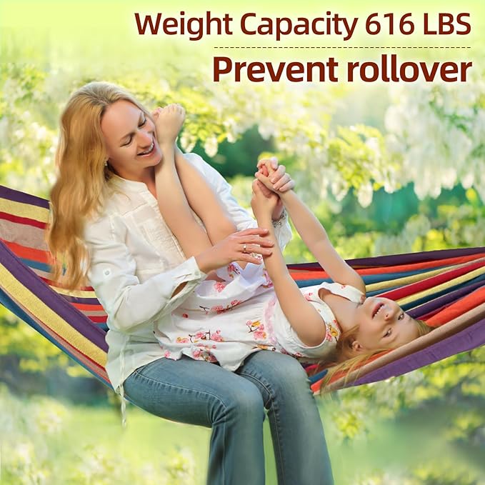 Camping Hammocks for Backyard Hanging Sturdy Garden Comfortable Fabric Hammock Indoor Tree Straps Up to 616lbs Weight Capacity with Travel Bag for Camping Portable Outdoor Patio (Yellow)