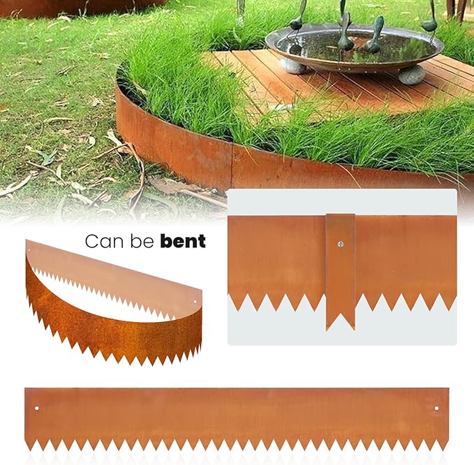 Corten Steel Landscape Edging Steel Landscaping Edging Metal Garden Edging Lawn Edge Border Rust Patina 40 Inch Strips 6 Inch Depth Hammer-in for Outdoor Yard Lawn Flower Plant 6 pcs