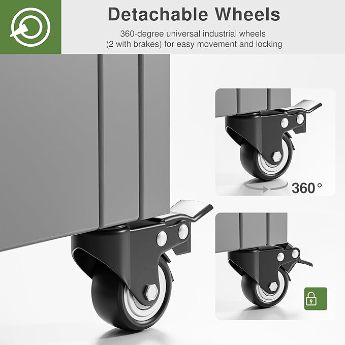Casaphoria Metal Raised Garden Bed with Trellis and Wheels, 72"x35"x16" Planter Box for Climbing Plants, Vegetables & Vines, Features Drainage Holes and Privacy Screen (Gray-Square)