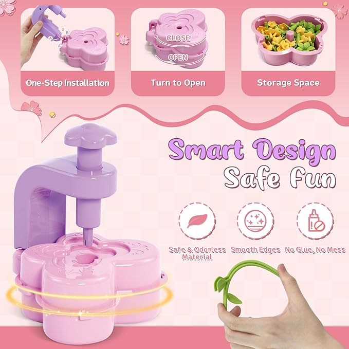 Fabric Flower Bouquets Toys – Mess-Free Flower Crafts for Kids & DIY Arts and Crafts for Child Ages 3 4 5 6 7 8 9+, No Glue Needed, Fun Early Educational STEM Gift for Birthdays, Christmas, Holidays