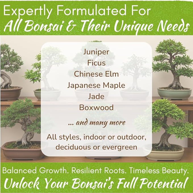Bonsai Tree Food | Premium, Gentle Liquid Fertilizer for Healthy Growth, Strong Stems and Beautiful Blooms | 3-3-3 Balanced NPK Concentrate | Made in USA | 8 oz (240 ml)