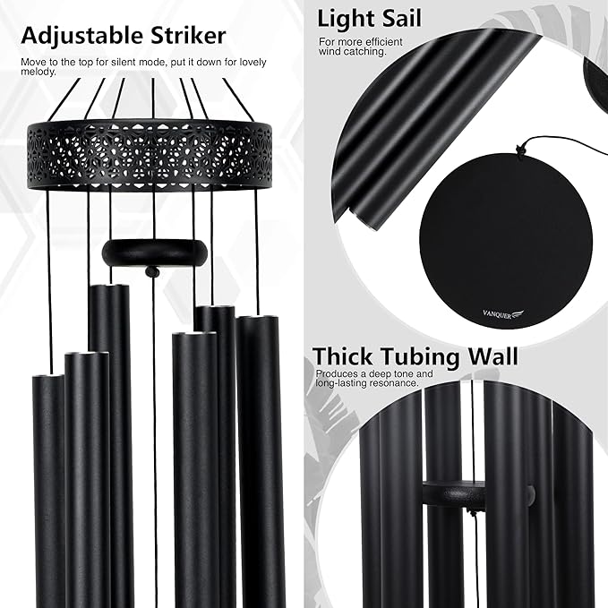 Vanquer Large Wind Chimes for Outside Deep Tone - 48'' Wind Chimes Outdoor Clearance, Deep Tone, Windchimes Outdoors, Memorial, Sympathy Gift, Garden Patio Yard, Home Décor