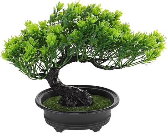 Hemoton Artificial Bonsai Tree Artificial Pine Tree Christmas Party Decoration Bonsai Home Décor Fake Plants for Wall Farmhouse Room Décor 12.59x9.44 Green Fake Bonsai Fake Tree