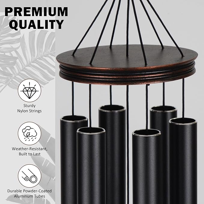 Vanquer Large Wind Chimes for Outside Deep Tone - 46'' Wind Chimes Outdoor Clearance, Windchimes Outdoors, Hummingbird Wind Chime,Sympathy Gift, Patio, Home Décor, Vintage Black (46" Hummingbird)