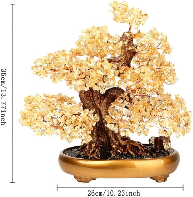Natural Tree of Life (1,251 Gemone unt) Cryal Tree with Healing Properties - Bonsai Feng Shui Money Tree for Healing and Luck (Citrine),One Size