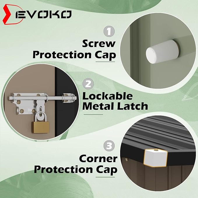 Devoko Outdoor Storage Shed 8 x 6 FT Lockable Metal Garden Shed Steel Anti-Corrosion Storage House with Single Lockable Door for Backyard Outdoor Patio (Brown)