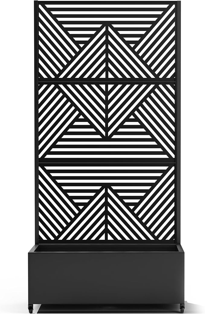 Raised Garden Bed with Trellis and Wheels,73"x35"x16" Metal Raised Garden Bed,Black Diamond Metal Planter with Climbing Trellis for Vines & Vegetables