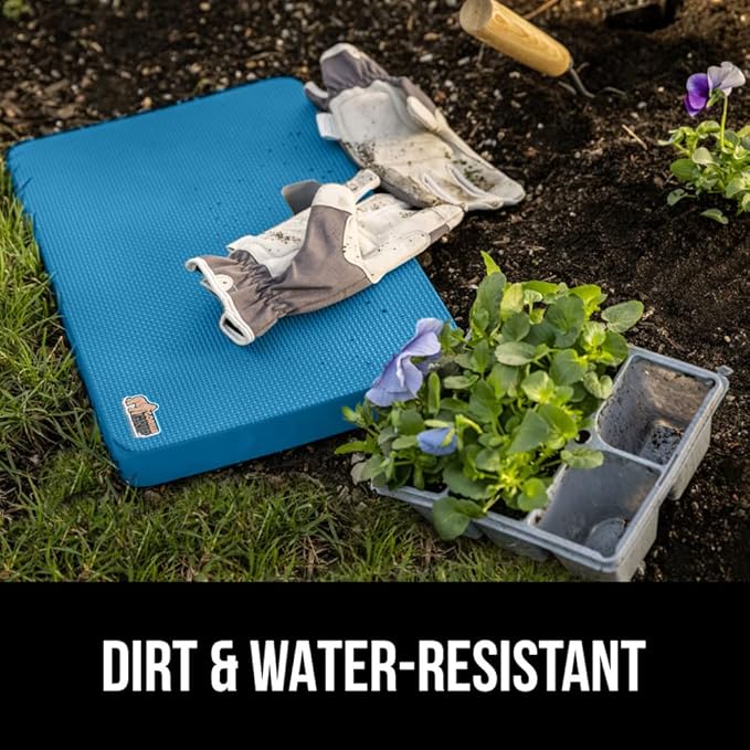 GORILLA GRIP Extra Thick Patent Pending Garden Kneeling Pad, 17.5 x 11 Inch Supportive Soft Foam Knee Cushioning for Gardening, Water Resistant, Bathing Baby, Working Supplies, Lightweight 2 Pack Blue