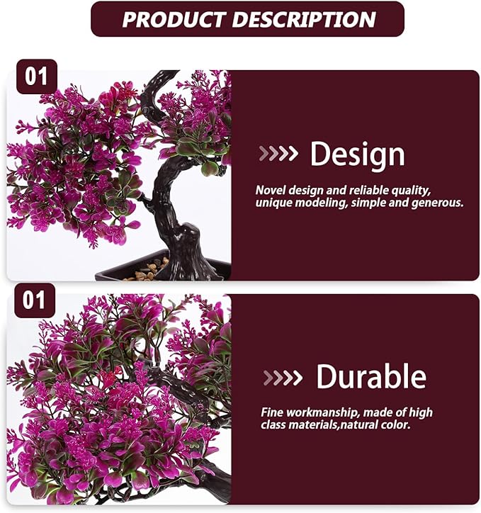 EXCEART Artificial Bonsai Simulation Plants for Home Decor Faux Potted Plants for Office Kitchen Garden No Maintenance Required