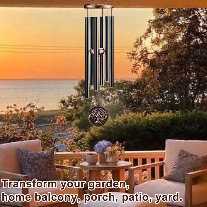 Memorial Wind Chimes for Outside, Sympathy Gifts for Loss of Loved One, Memorial Gift for Loss of Mom Dad Grandparent, Vintage Tree of Life Deep Tone Windchimes Outdoor (32" Tree of Life)