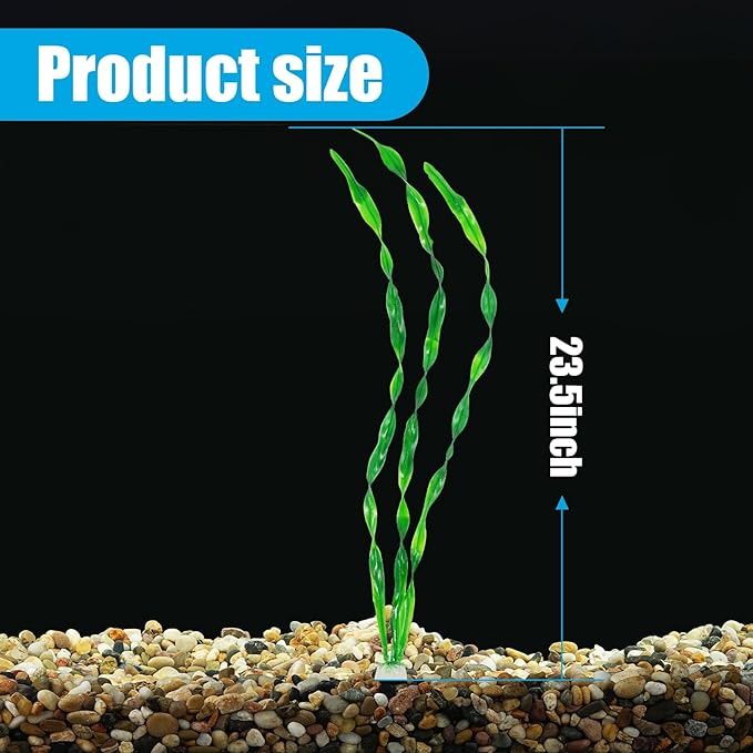 AQUANEAT Fish Tank Artificial Plants, Aquarium Plastic Seaweed Decorations, 23.5Inch Tall Fake Green Accessories, 10 Packs
