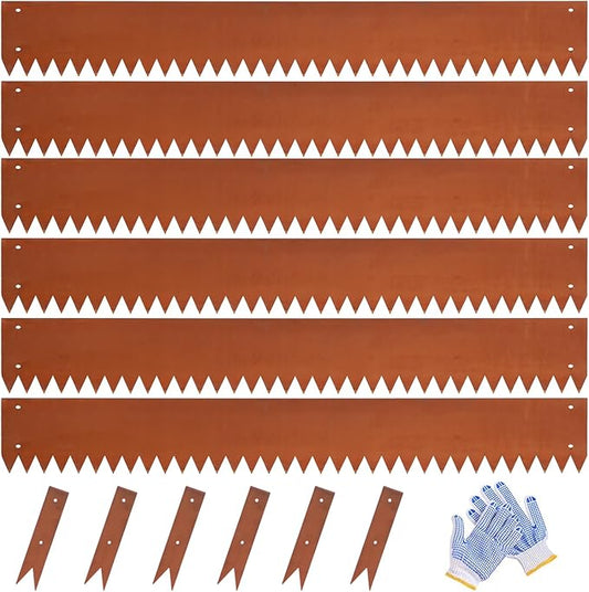 Corten Steel Landscape Edging Metal Edging Landscaping Garden Edging Steel Landscaping 40 Inch Strips 8 Inch Lawn Edge Border Rust Patina Hammer-in for Yard Lawn 6 pcs