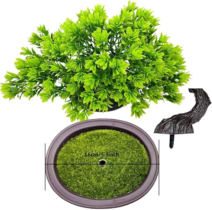 Artificial Plants Greenery Bonsai Fycooler Fake Plants Plastic Artificial Bonsai Tree, Fake Bonsai Juniper for Home Bedroom Living Room Office Desk Bookshelf Farmhouse Decor Zen Garden Decorations